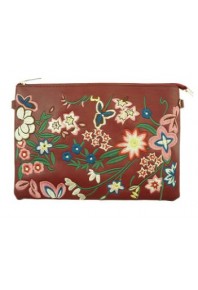 Evelyn Embroidered Clutch Bag Wine